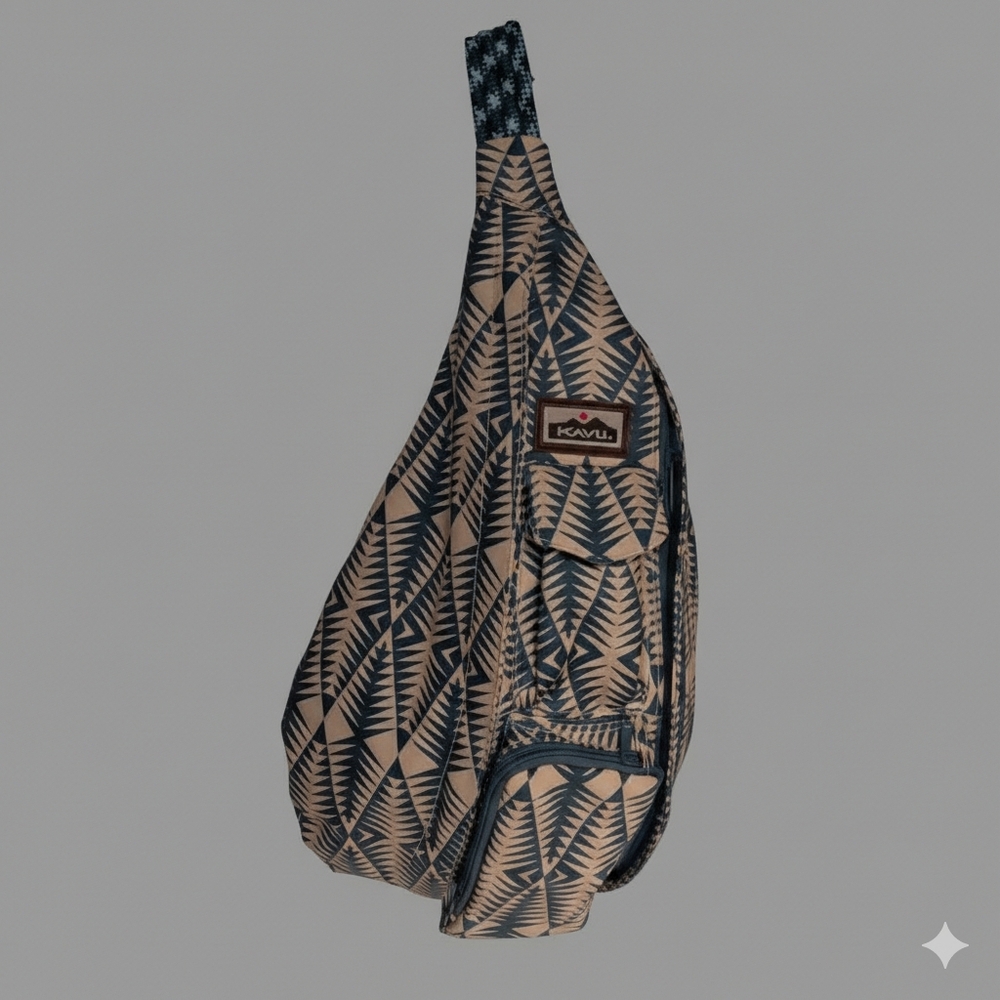 KAVU  Patterned Sling Bag - Blue and Tan